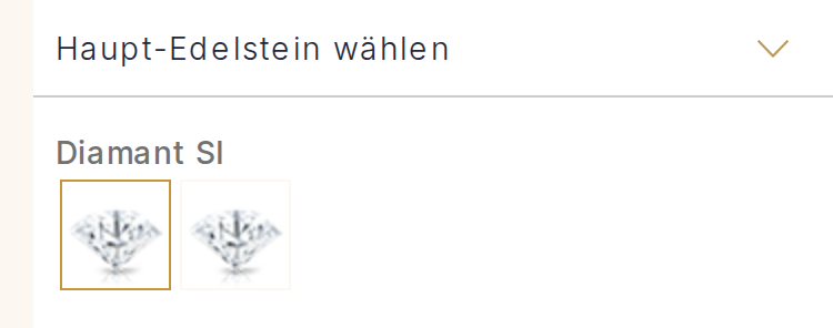 Bildschirmabzug aus dem Konfigurator, Schritt Haupt-Edelstein wählen