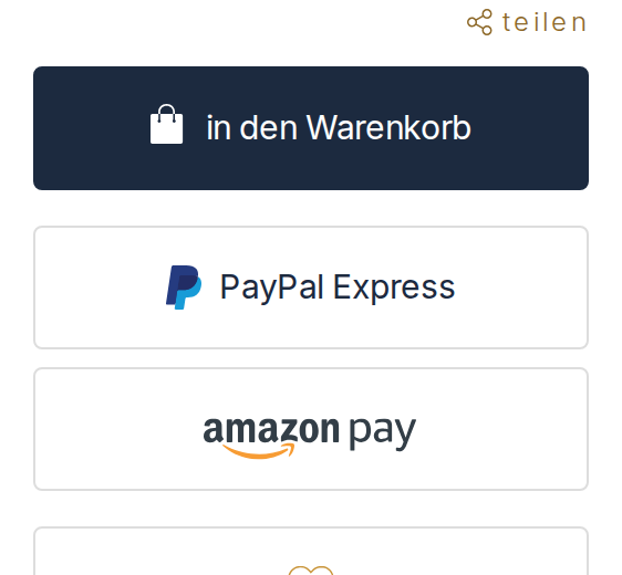 Bildschirmabzug aus dem Konfigurator, die Kaufleiste mit den Zahlungswegen und dem Weg zur Kasse