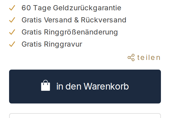 Bildschirmabzug aus dem Konfigurator, die Zusagen und darunter der Knopf in den Warenkorb