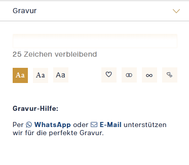 Schmuckkonfigurator Schritt 5: Gravur hinzufügen